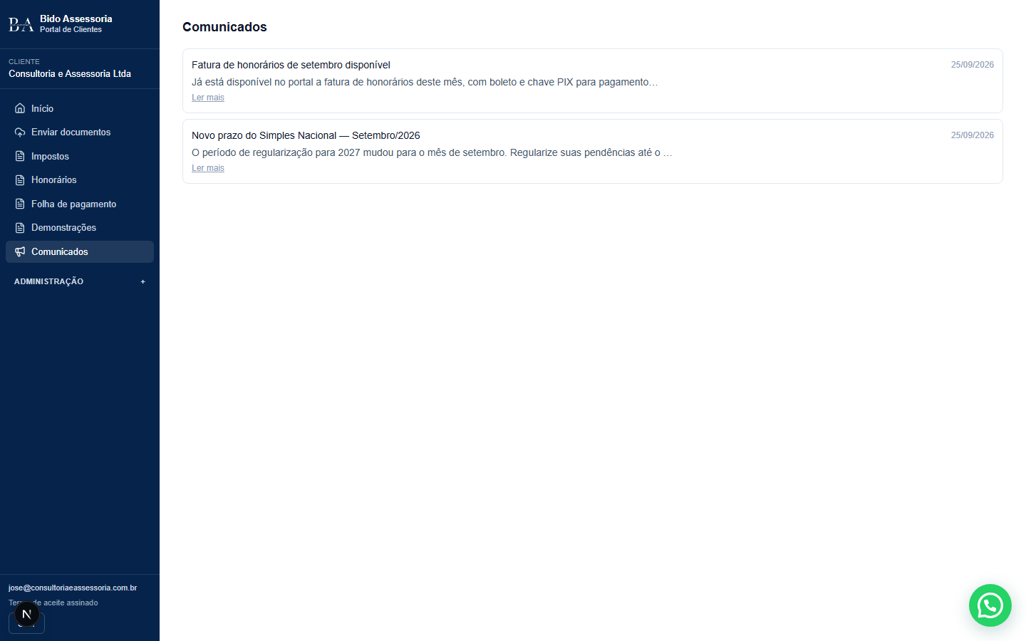 Comunicados da equipe