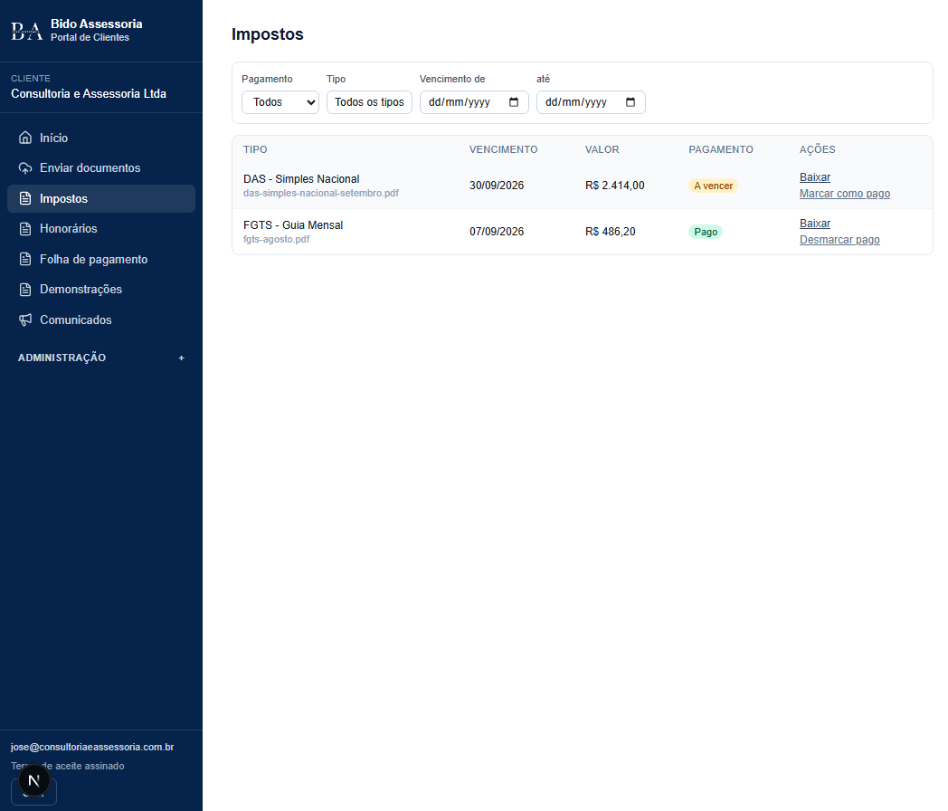 Documentos e guias organizados